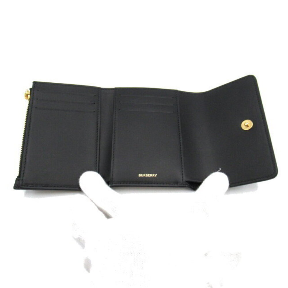 Burberry Wallet Leather Beige Canvas fold Tri Black - Picture 6 of 8
